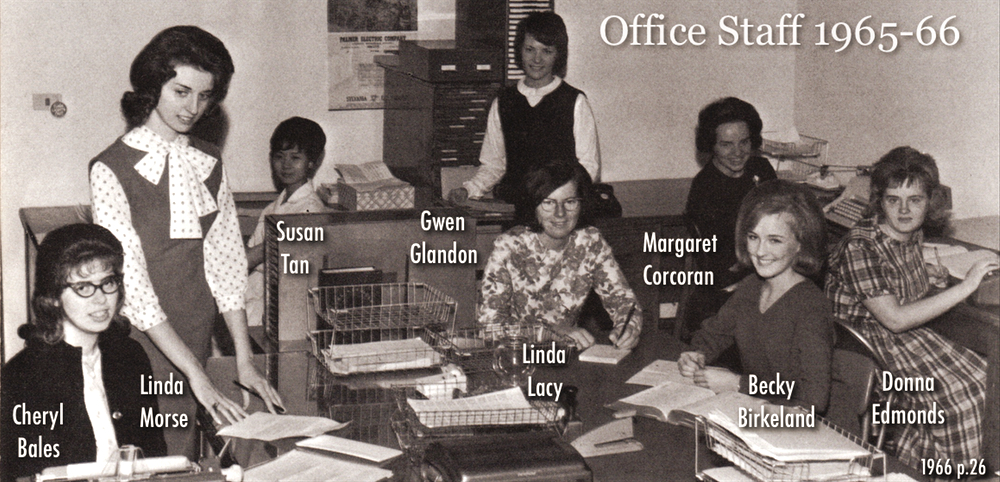 Linda Morse with the 1966 Office Staff