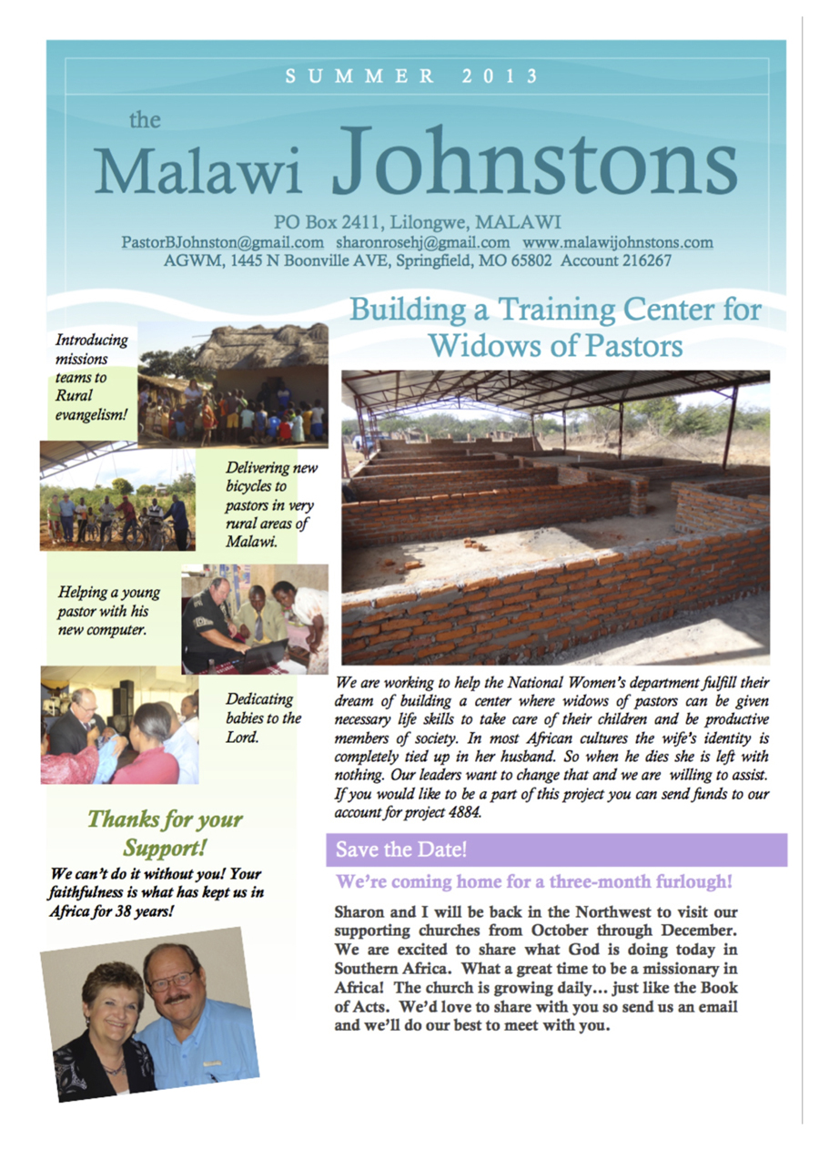 Johnston's July 2013 newsletter