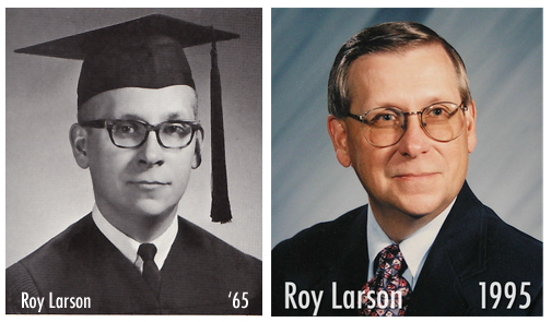Photos of Roy Larson in 1965 and 1995