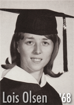 Graduation photo of Lois Olsen in 1968