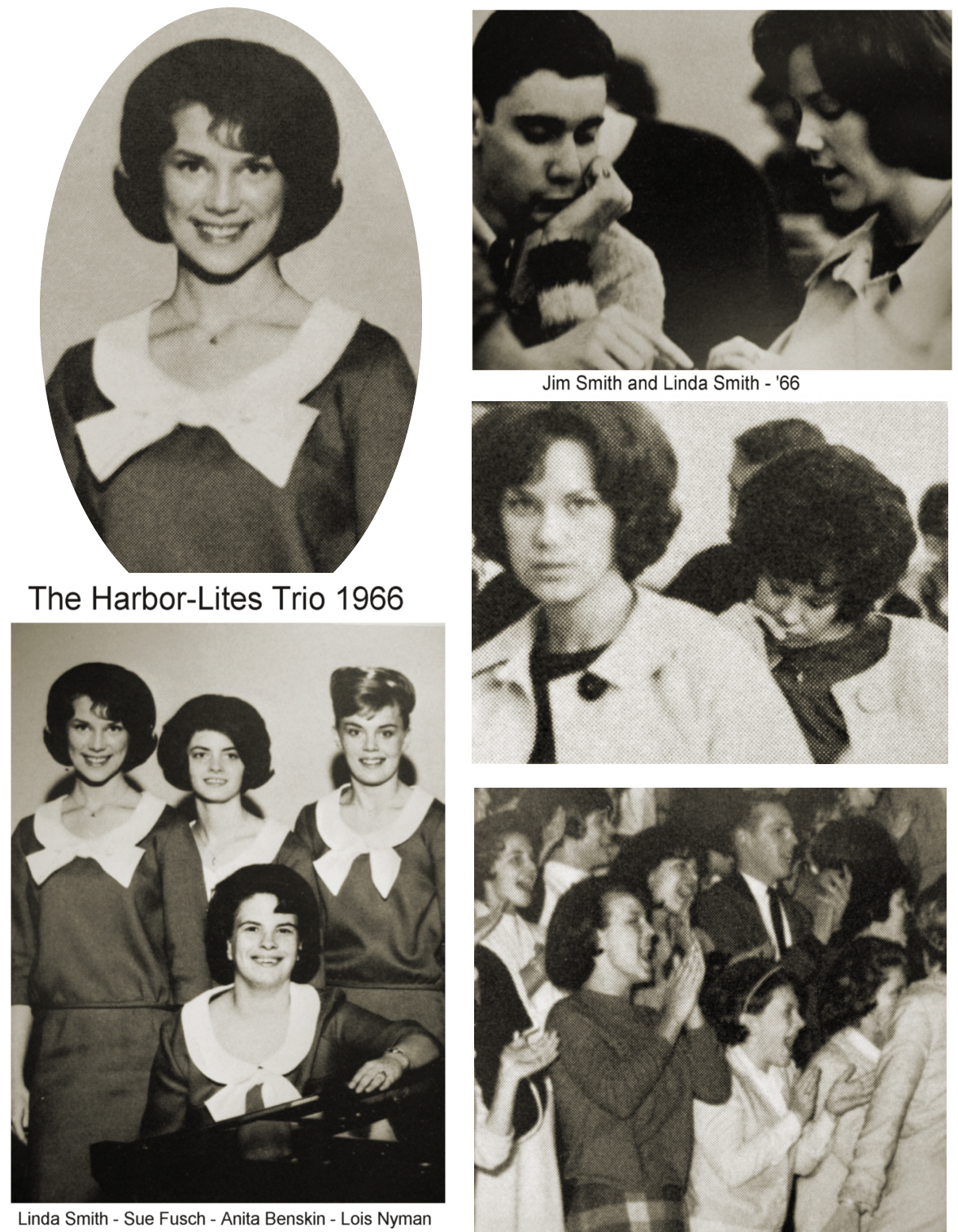 Collage of pictures from the 66 yearbook with Linda