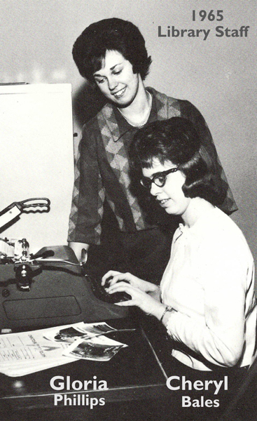 Picture of Cheryl Bales Library Staff from the 1965 NC Yearbook