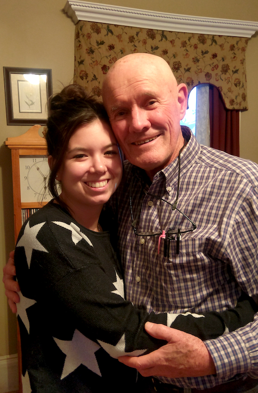 Picture of Ray Sparre with his granddaughter Joanna on her 24th Birthday