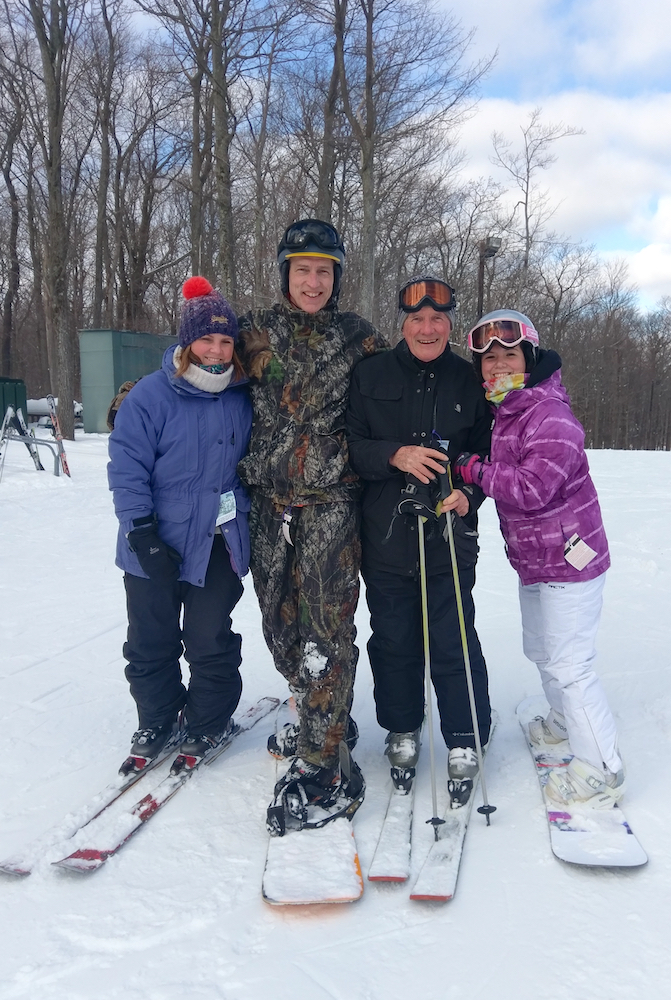 Picture of Ray skiing with Christian, Jill and Joanna at Bristol Mountain, NY