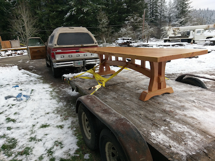 Table project on trailer ready to deliver