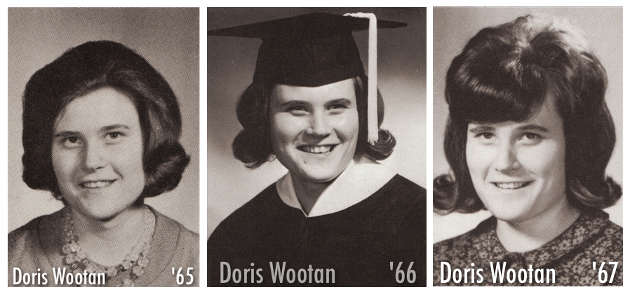 Pictures of Doris Wootan from 1965,66,67 yearbooks