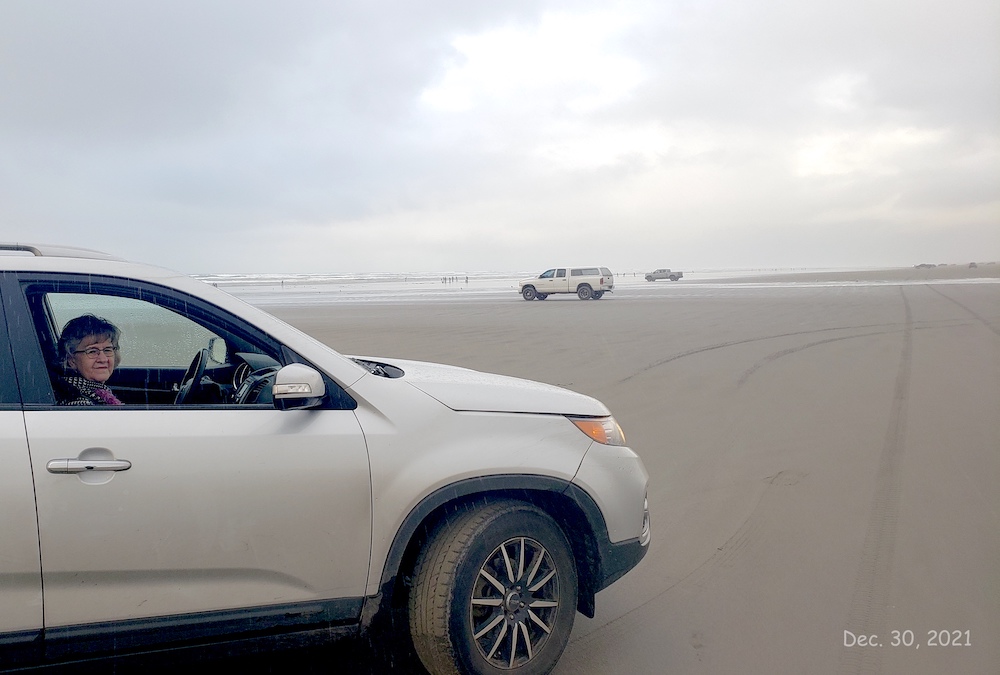 picture of Becki in the car at the beach