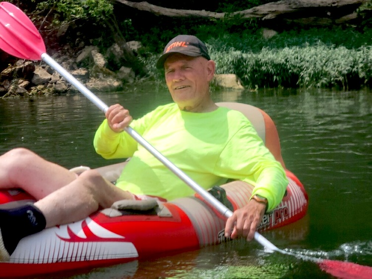 Ray floating the James River in Missouri